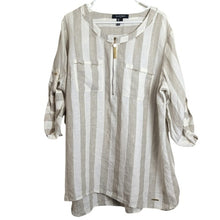 Load image into Gallery viewer, Ellen Tracy Linen Neutral Lagenlook Striped Tunic Women&#39;s 2X
