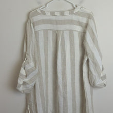 Load image into Gallery viewer, Ellen Tracy Linen Neutral Lagenlook Striped Tunic Women&#39;s 2X
