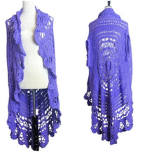 Load image into Gallery viewer, Boho Festival Maxi Open Knit Crochet Cardigan Women&#39;s Size Large
