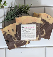 Load image into Gallery viewer, Peppermint Mocha Latte Soap BIG BAR 6.5 oz Goat Milk &amp; Organic Coffee Exfoliation Peppermint
