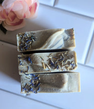 Load image into Gallery viewer, Calm Lavender Goat Milk Soap Bar 4.5 oz Lavender Essential Oil
