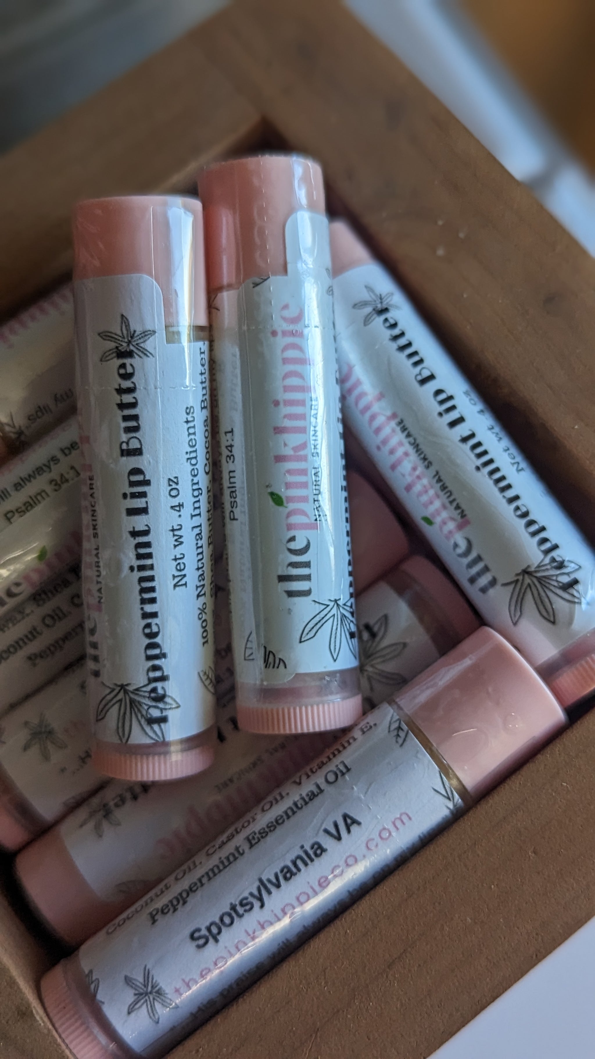 Lip Butter .4 oz Lightly Scented Peppermint & Citrus Kissed Lavender The Pink Hippie Lip Butter .4 oz Lightly Scented Peppermint & Citrus Kissed Lavender The Pink Hippie