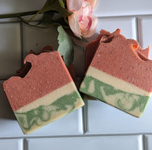 Load image into Gallery viewer, Watermelon Goat Milk &amp; Real Watermelon Juice Soap-5 oz- Watery Melon &amp; Freesia Natural Fragrance
