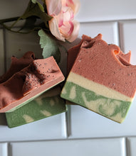 Load image into Gallery viewer, Watermelon Goat Milk &amp; Real Watermelon Juice Soap-5 oz- Watery Melon &amp; Freesia Natural Fragrance
