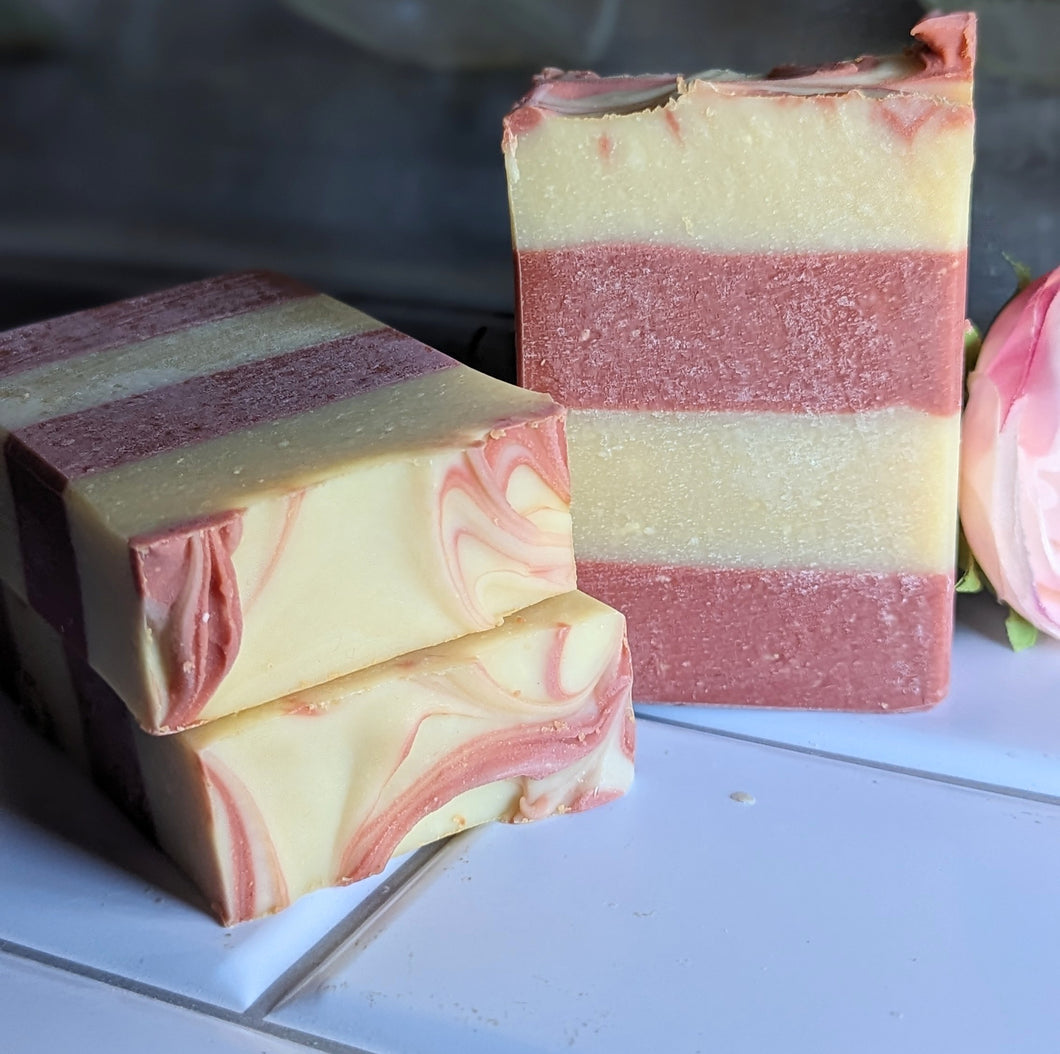 Candy Cane Luxury Soap 4.5 oz Bar Striped, Essential oil Peppermint Orange Cinnamon