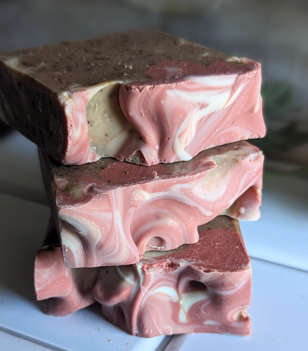 Peppermint Mocha Latte Soap 4.5 oz Goat Milk & Organic Coffee Exfoliation Peppermint