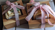 Load image into Gallery viewer, 3 Goat Milk Soap Gift Sets! 13.5 oz total of Soap, Custom Box/Muslin Bag
