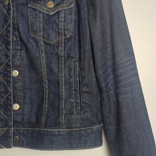 Load image into Gallery viewer, Y2K J. Crew Dark Denim Jacket  Zigzag Stitching Button Front Women&#39;s Size Large
