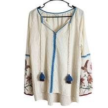 Load image into Gallery viewer, Sundance Paloma Embroidered Tunic Top Tassles Women&#39;s Size Large
