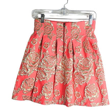 Load image into Gallery viewer, Bright Pink &amp; Gold Puff Mini Skirt Lined Exposed Zipper Women's Size Small
