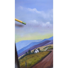 Load image into Gallery viewer, Original Folk Art Landscape Painting Signed J. Hall – Country Road Farmhouse Cottage Art on Canvas
