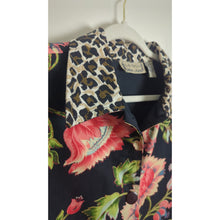 Load image into Gallery viewer, Boho Chic Button Down Cropped Blazer Cheetah &amp; Bright Floral Print Women's L
