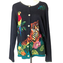 Load image into Gallery viewer, 90&#39;s Maximalists Playful Art to Wear Button-down Knit Cardigan Women&#39;s XL
