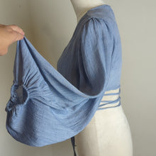 Load image into Gallery viewer, Festival Long Balloon Sleeve Wrap Crop Top Gauzy Knit Women's Size S
