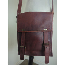 Load image into Gallery viewer, Vintage Collegiate Leather Messenger Bag Crossbody Western Traveler
