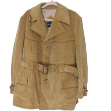 Load image into Gallery viewer, VTG 70s Towncraft Penneys Butterscotch Corduroy Belted Safari Jacket Coat XL Faux Fur

