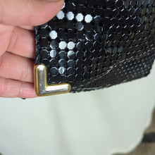 Load image into Gallery viewer, Vintage 80&#39;s Slinky Black Crossbody Purse With Art Deco Accents
