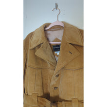 Load image into Gallery viewer, VTG 70s Towncraft Penneys Butterscotch Corduroy Belted Safari Jacket Coat XL Faux Fur

