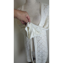 Load image into Gallery viewer, Boho Diamond Midi Open Knit Linen Cardigan Women's Large
