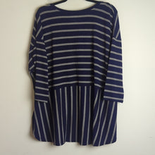 Load image into Gallery viewer, Lane Bryant Blue &amp; Silver Striped 3/4 Sleeve Modal Tunic Women's Size 18/20
