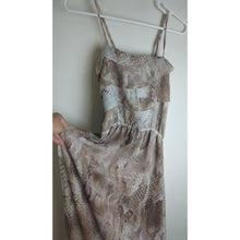 Load image into Gallery viewer, Whimsical Fairycore Maxi Dress Gold Shimmer Asymmetrical Ruffles Women's M
