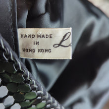 Load image into Gallery viewer, Vintage 80's Slinky Black Crossbody Purse With Art Deco Accents
