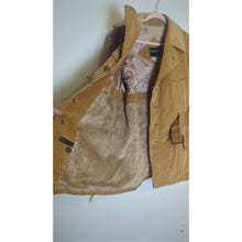 Load image into Gallery viewer, VTG 70s Towncraft Penneys Butterscotch Corduroy Belted Safari Jacket Coat XL Faux Fur
