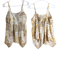 Load image into Gallery viewer, Y2K Baby Doll Top With Handkerchief Hemline Patchwork Print Smocked Large(11-13)
