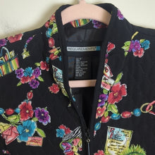 Load image into Gallery viewer, Vintage Quilted Stitched Art to Wear Zip-up Jacket Floral Stationary  Women's Sma…
