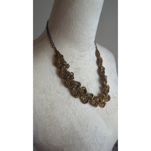 Load image into Gallery viewer, Vintage Art Deco Gold Tone Braided Beaded Necklace.
