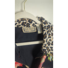 Load image into Gallery viewer, Boho Chic Button Down Cropped Blazer Cheetah &amp; Bright Floral Print Women's L
