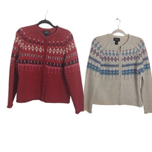 Load image into Gallery viewer, 2 Bundle!! Holiday Y2K Vintage Lambswool Zip-Up Sweater Cardigans Women&#39;s PL
