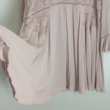 Load image into Gallery viewer, Free People Embroidered Laced Pink Rose Baby Doll Sheer Back Dress Women's M
