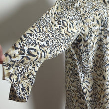 Load image into Gallery viewer, Vintage Boho Silk Animal Print Blouse Women's Medium Oversized
