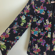 Load image into Gallery viewer, Vintage Quilted Stitched Art to Wear Zip-up Jacket Floral Stationary  Women's Sma…
