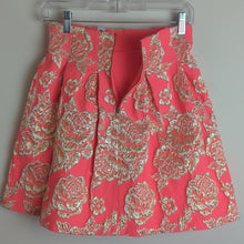 Load image into Gallery viewer, Bright Pink &amp; Gold Puff Mini Skirt Lined Exposed Zipper Women's Size Small
