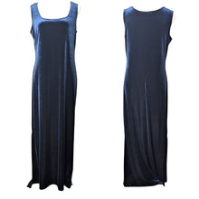 Load image into Gallery viewer, Vintage Whimsigoth Dark Navy Velvet Maxi Dress Women's Medium
