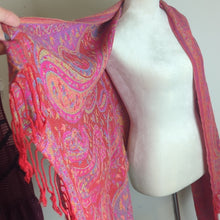 Load image into Gallery viewer, 100% Cashmere Boho Shaw Scarf Coverup Tassels Floral Paisley One Size
