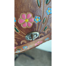 Load image into Gallery viewer, Vintage Hand-Tooled Painted Crossbody Bag 70's Hippie Boho Purse
