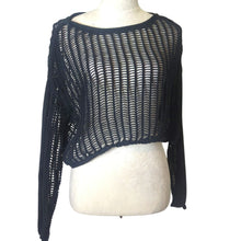 Load image into Gallery viewer, Edgy Y2K Clubwear Knit Fishnet Cropped Top Women's Medium
