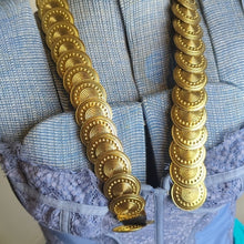 Load image into Gallery viewer, Vintage 94 GRD Coin Belt Metal Medallion Elastic Women's Size Small/Medium
