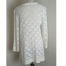 Load image into Gallery viewer, Boho Diamond Midi Open Knit Linen Cardigan Women's Large
