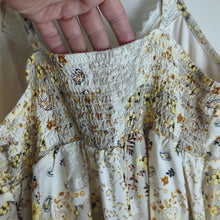 Load image into Gallery viewer, Y2K Baby Doll Top With Handkerchief Hemline Patchwork Print Smocked Large(11-13)
