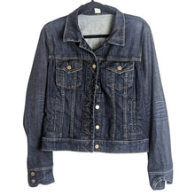 Load image into Gallery viewer, Y2K J. Crew Dark Denim Jacket  Zigzag Stitching Button Front Women&#39;s Size Large
