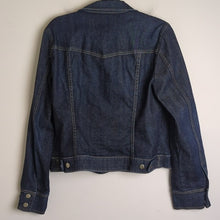 Load image into Gallery viewer, Y2K J. Crew Dark Denim Jacket  Zigzag Stitching Button Front Women&#39;s Size Large
