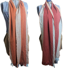 Load image into Gallery viewer, Baby Alpaca Wool Blend Cozy Scarf Earthtones with Fringe
