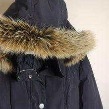 Load image into Gallery viewer, Fox Fur Hood Goose Down Coat  Puffer Black Women&#39;s Size Large
