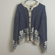 Load image into Gallery viewer, Vintage Slouchy Wool Blend Winter Snowflake Button-up Knit Cardigan Women&#39;s M
