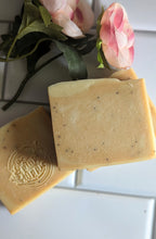 Load image into Gallery viewer, Lemon Poppy Seed-4.5 oz Bar of Goat Milk Soap- Lemon Essential oil Natural Lemon Fragrance
