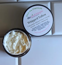Load image into Gallery viewer, Whipped Tallow Face Cream Infused with Calendula 2oz Amber Class Jar Lightly Scented  Lavender Essential oil
